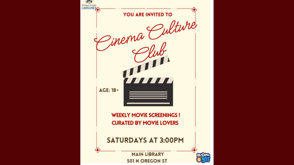 Cine en El Paso: Cultura del Cine ofrece proyecciones gratuitas en la Biblioteca Principal