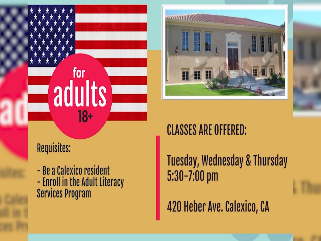 Calexico ofrece cursos gratuitos de inglés para adultos