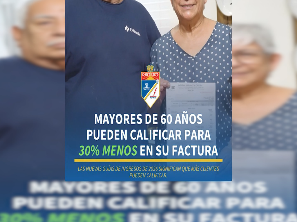 Ofrecen descuentos en electricidad para adultos mayores y familias de bajos recursos en Imperial