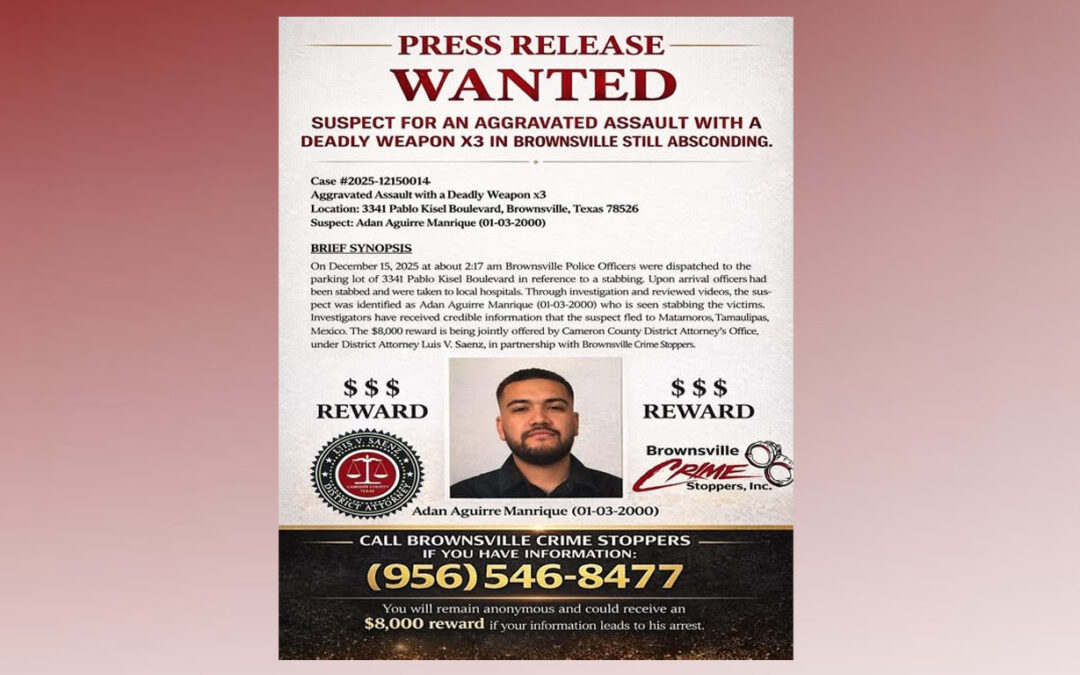 Buscan a Sospechoso por Agresión Agravada con Arma Mortal en Brownsville
