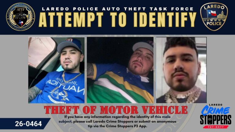 Policía de Laredo busca identificar sospechoso de robo de vehículo en Comet Drive