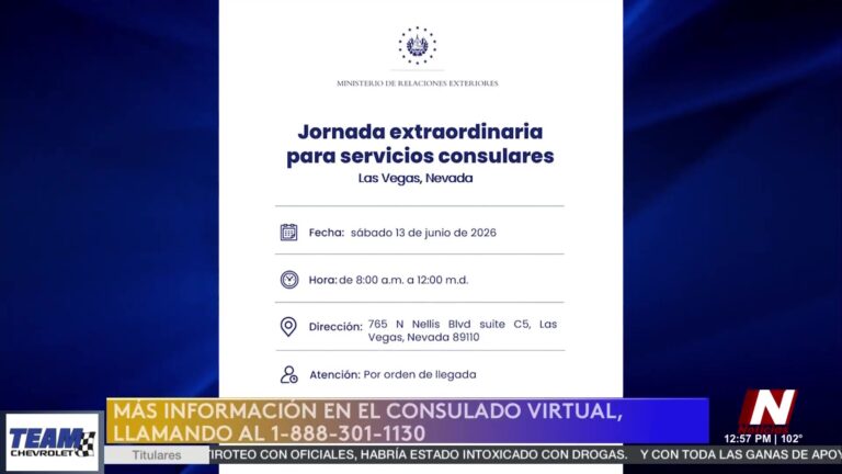 Consulado de El Salvador en Las Vegas Ofrece Jornada Consular Extraordinaria Este Sábado