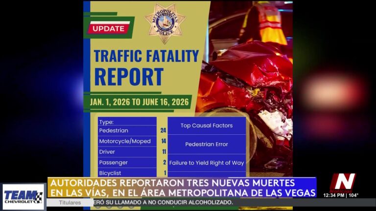 Accidentes de tránsito en Las Vegas aumentan y dejan 54 muertes en el Condado Clark