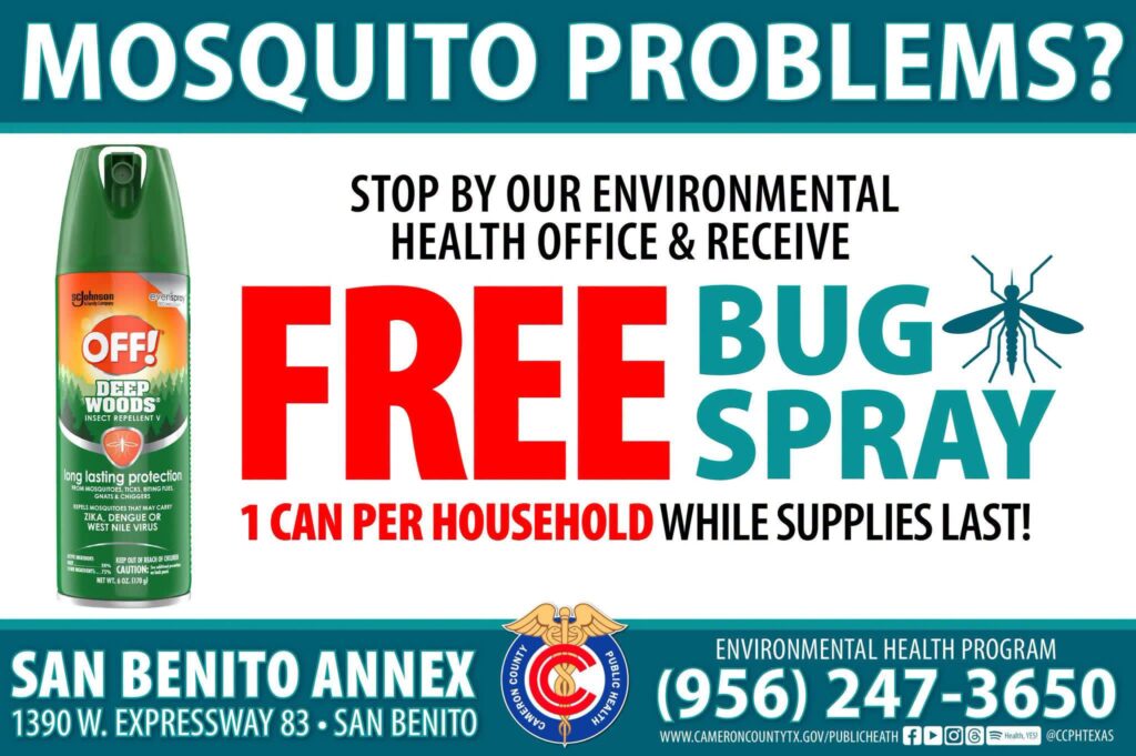 Repelente gratis en Cameron County ante aumento de mosquitos tras las lluvias recientes
