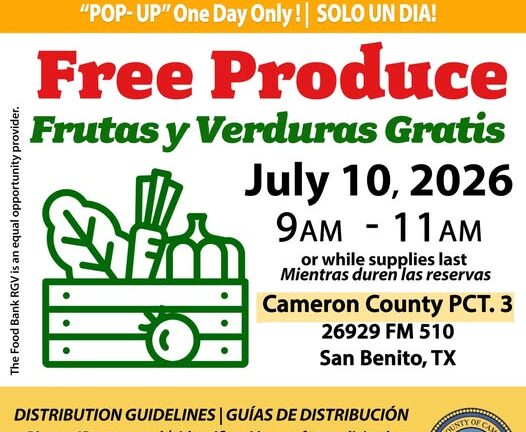 Food Bank RGV realizará distribución gratuita de frutas y verduras en San Benito este viernes