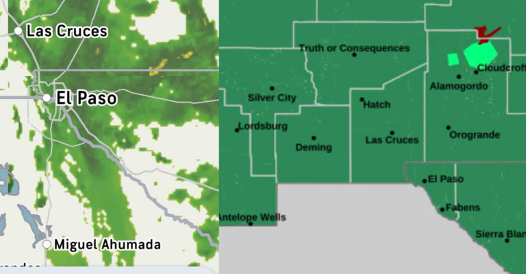 Lluvias intensas y riesgo de inundaciones para El Paso y Ciudad Juárez este miércoles