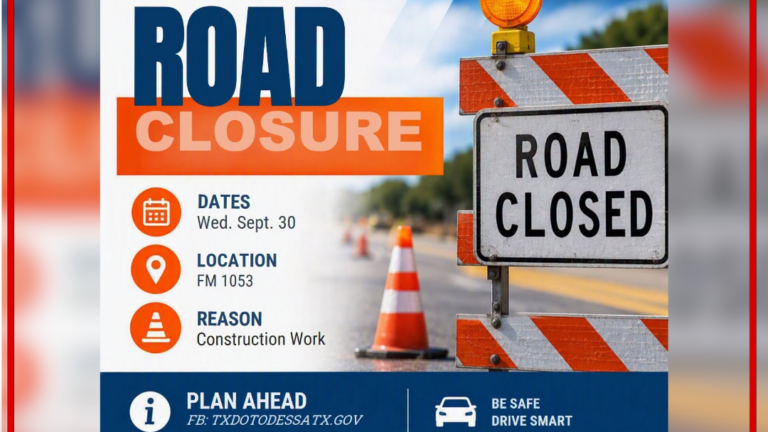 TxDOT anuncia cierre temporal de la carretera FM 1053 el 30 de septiembre por trabajos de mantenimiento