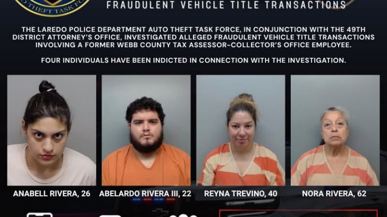 Cuatro personas son acusadas por presunto fraude en trámites de títulos de vehículos en Laredo