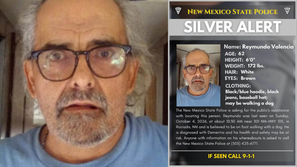 Continúa búsqueda activa de Alerta Silver en el Condado de Mora; piden revisar propiedades y cámaras de seguridad