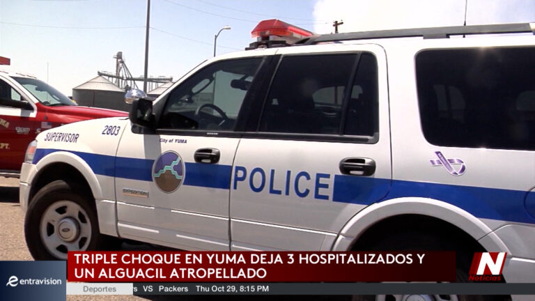 Triple choque en Yuma deja tres conductores hospitalizados y un agente atropellado